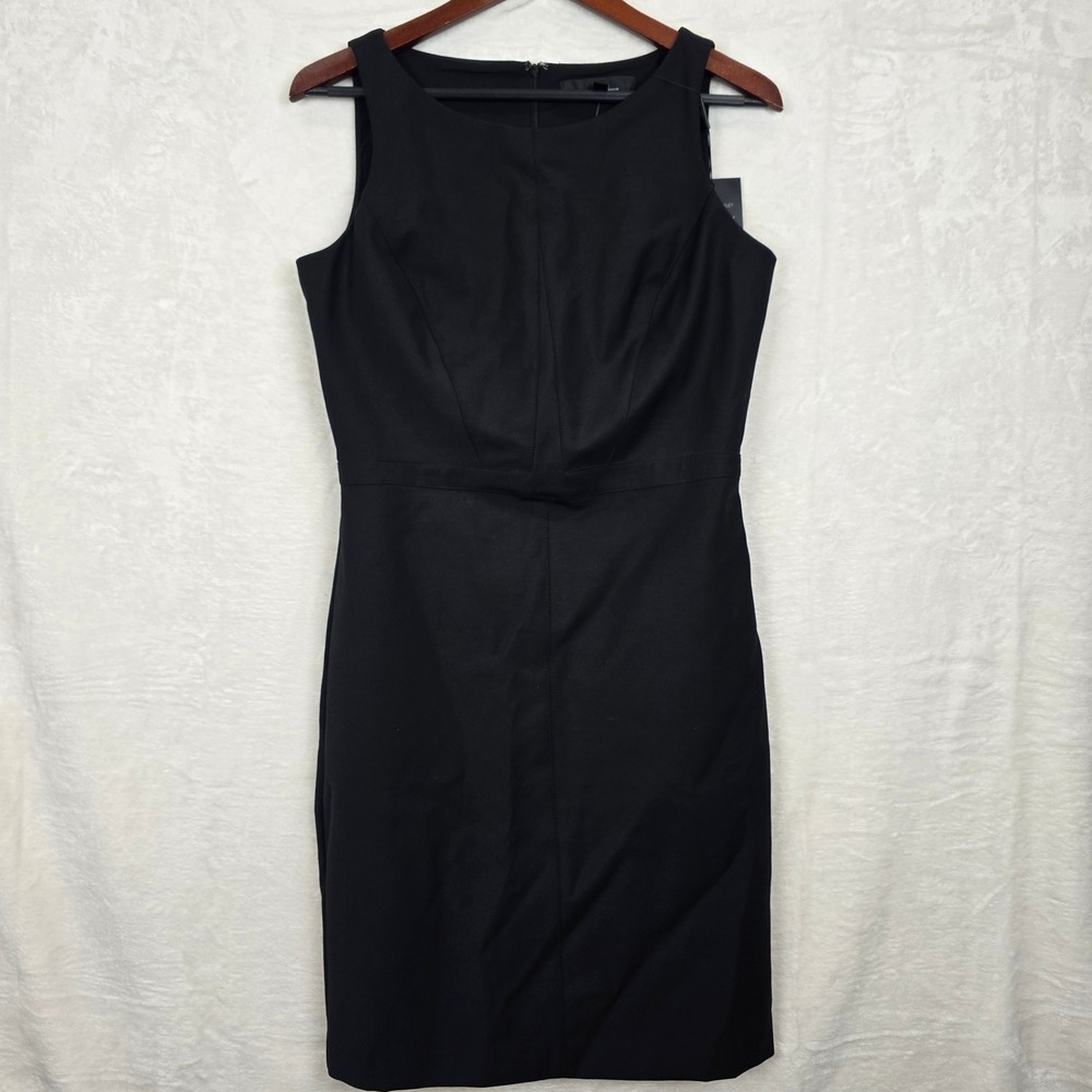 NWT White House Black Market Black Boatneck Work Sheath Dress Size 8 - Picture 2 of 14